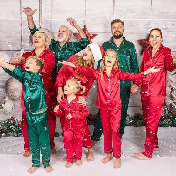 Woman’s Red Silky Pajamas Matching Christmas pajamas - Picture 5 of 5